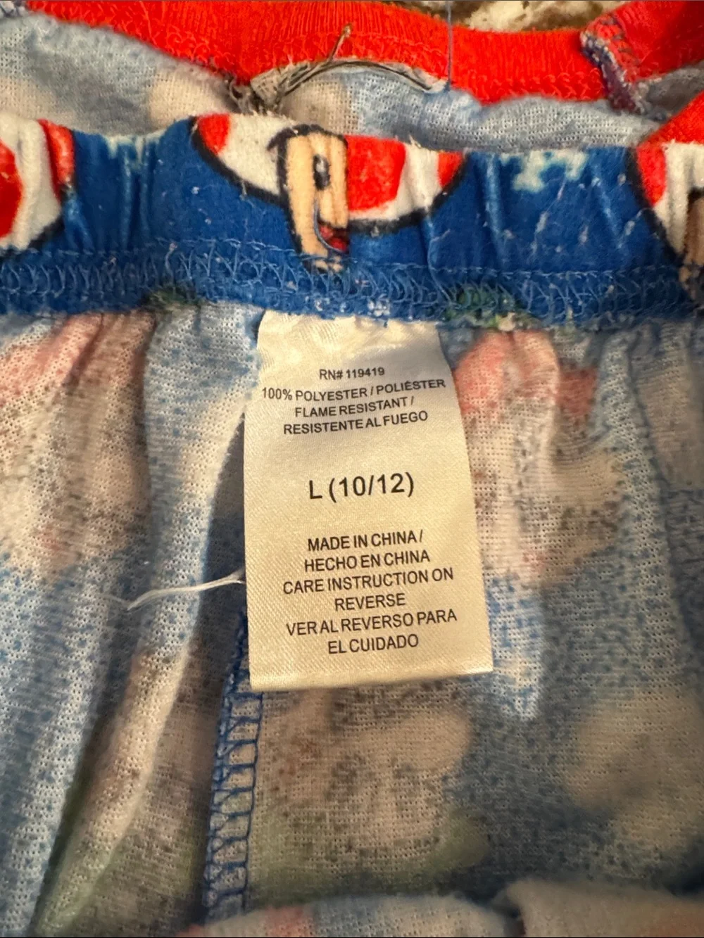 Boys 10/12 Super Mario Kids Pajama Set - Blue with Red Trim